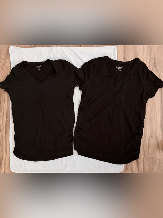 Isabel Maternity by Ingrid & Isabel Tops - Isabel Maternity by Ingrid & Isabel Black Short Sleeve V-Neck Tees (Pair)